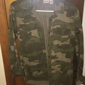 Camo button down. Studded!